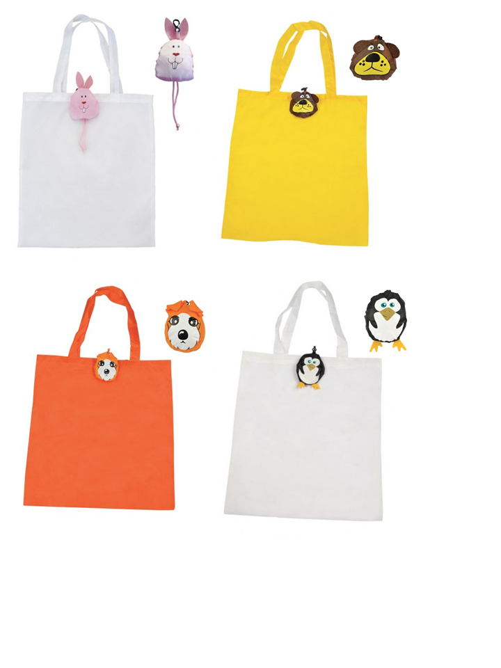 shopper animali coniglio orso cane pinguino poliestere shoppers gadget articolo promozionale regalo pubblicità pubblicitario